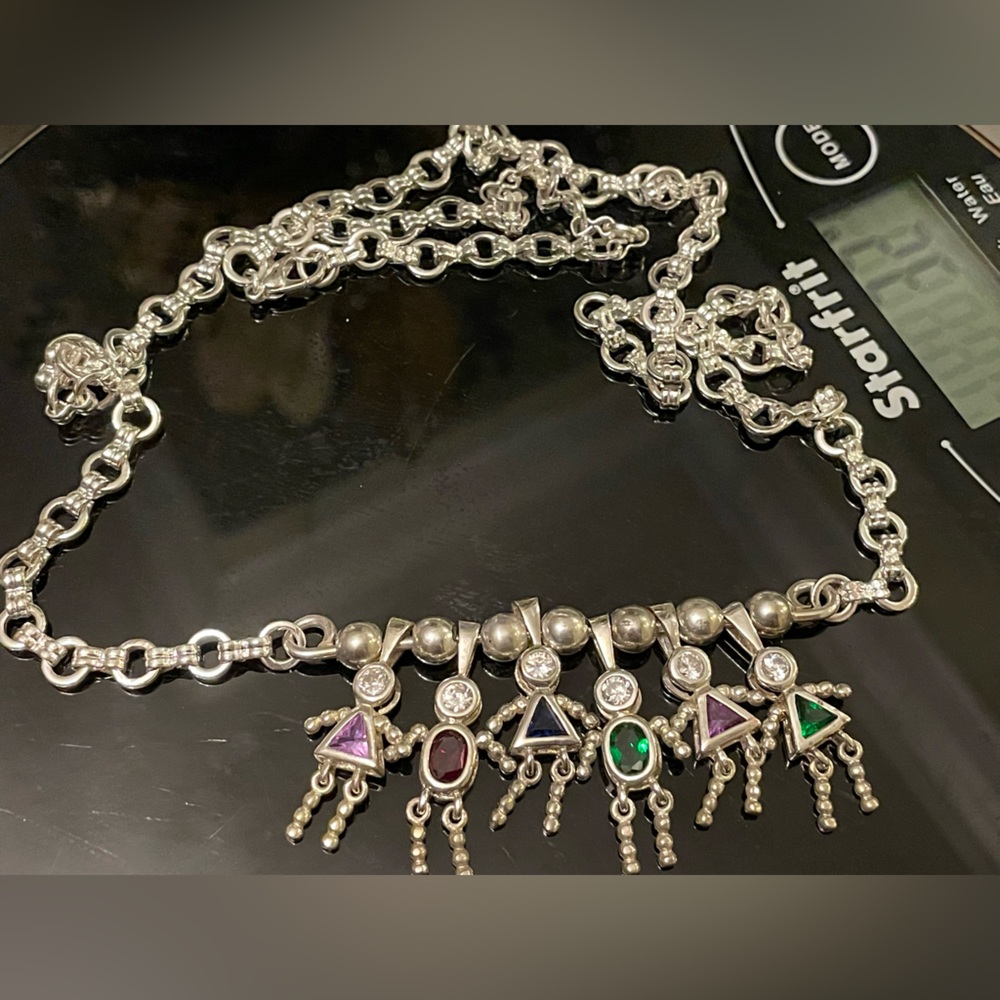 26” gold plated necklace with sterling silver 925 birthstones pendant, gemstones